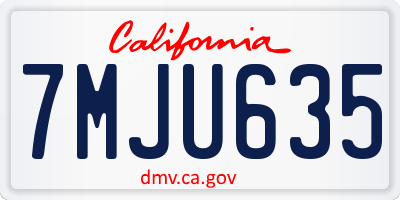 CA license plate 7MJU635