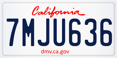 CA license plate 7MJU636