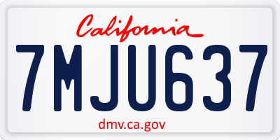 CA license plate 7MJU637
