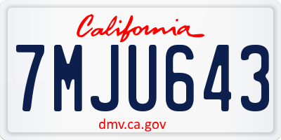 CA license plate 7MJU643