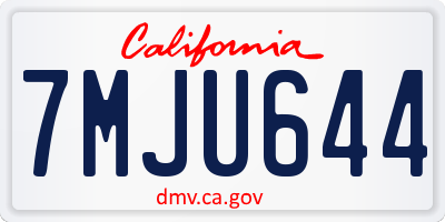 CA license plate 7MJU644