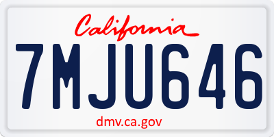 CA license plate 7MJU646