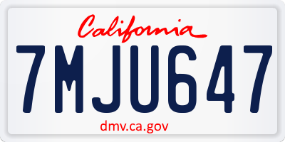 CA license plate 7MJU647