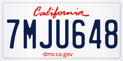 CA license plate 7MJU648