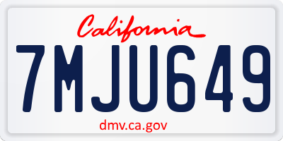 CA license plate 7MJU649