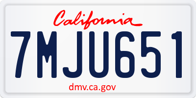CA license plate 7MJU651