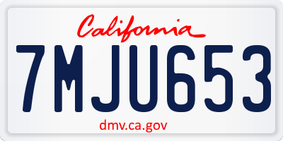 CA license plate 7MJU653