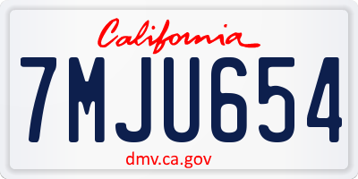 CA license plate 7MJU654