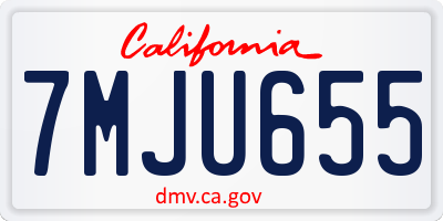 CA license plate 7MJU655