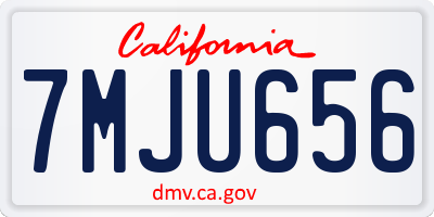 CA license plate 7MJU656