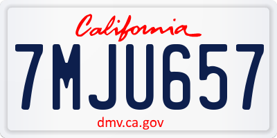 CA license plate 7MJU657