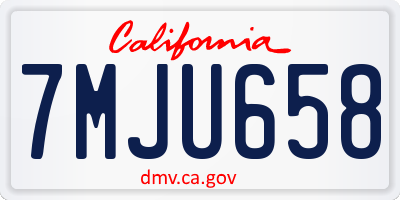CA license plate 7MJU658