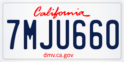 CA license plate 7MJU660