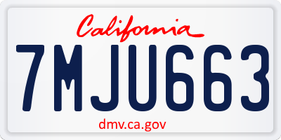 CA license plate 7MJU663