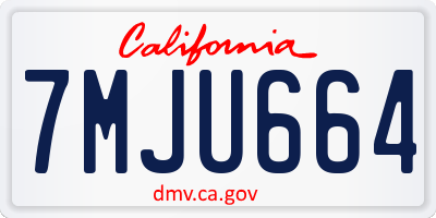 CA license plate 7MJU664