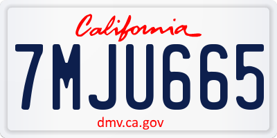 CA license plate 7MJU665