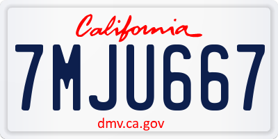 CA license plate 7MJU667