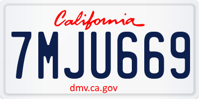 CA license plate 7MJU669