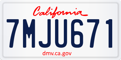 CA license plate 7MJU671