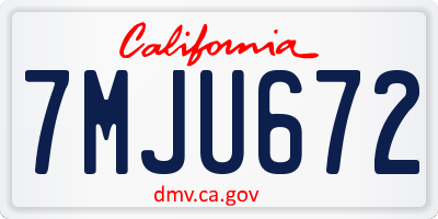CA license plate 7MJU672