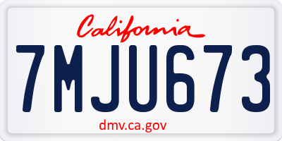 CA license plate 7MJU673