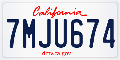 CA license plate 7MJU674