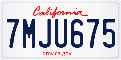 CA license plate 7MJU675