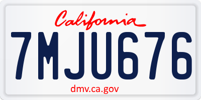 CA license plate 7MJU676