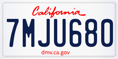 CA license plate 7MJU680