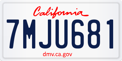 CA license plate 7MJU681