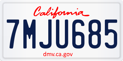 CA license plate 7MJU685