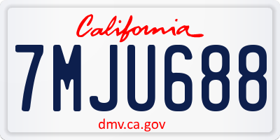 CA license plate 7MJU688