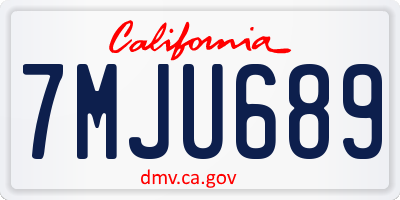 CA license plate 7MJU689