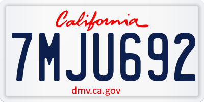 CA license plate 7MJU692