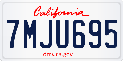CA license plate 7MJU695