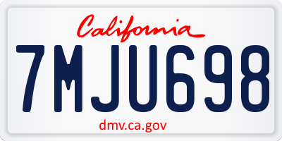 CA license plate 7MJU698