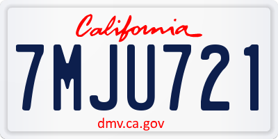 CA license plate 7MJU721