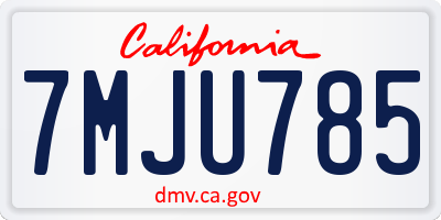 CA license plate 7MJU785