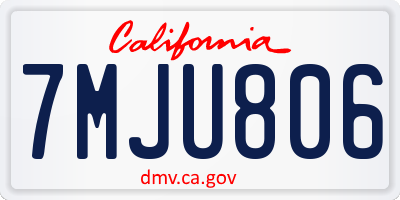 CA license plate 7MJU806