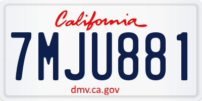 CA license plate 7MJU881