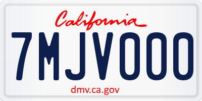 CA license plate 7MJV000