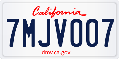 CA license plate 7MJV007