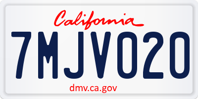 CA license plate 7MJV020