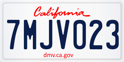 CA license plate 7MJV023
