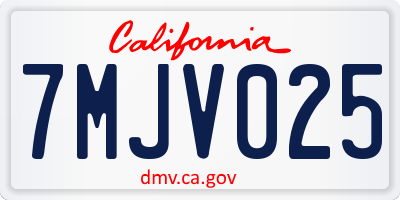 CA license plate 7MJV025