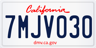 CA license plate 7MJV030