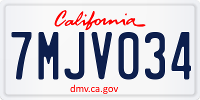 CA license plate 7MJV034