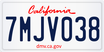 CA license plate 7MJV038