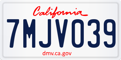 CA license plate 7MJV039