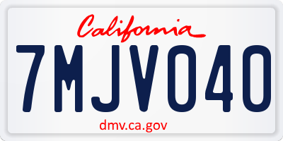 CA license plate 7MJV040